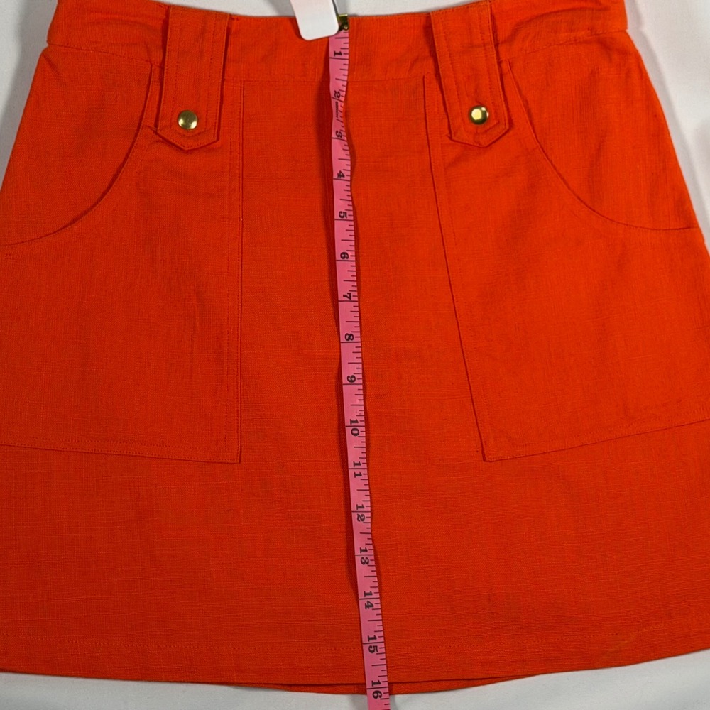 Topshop Mini Skirt Women 4 Orange A-Line Cotton Pocket Mod Summer Moto Y2K Retro - Picture 5 of 10